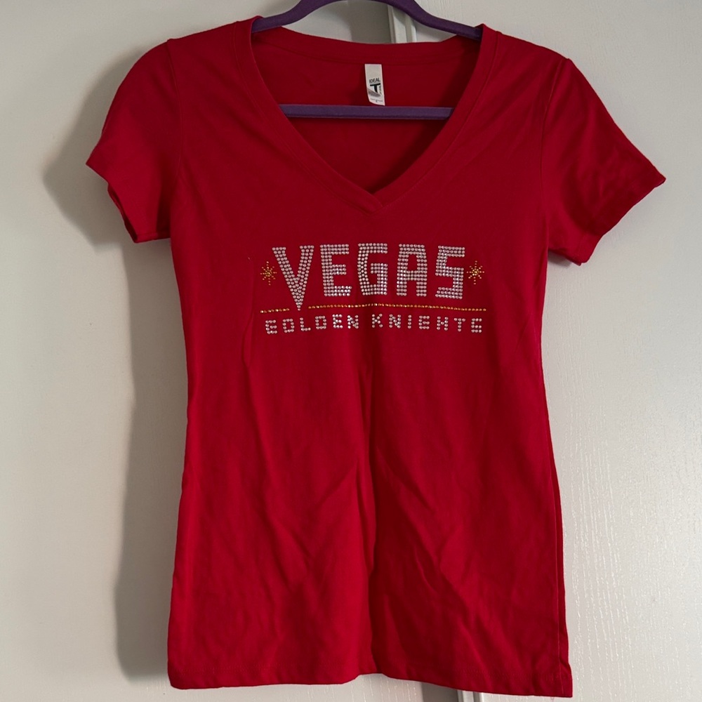 Vegas Women's Red V-Neck Tee